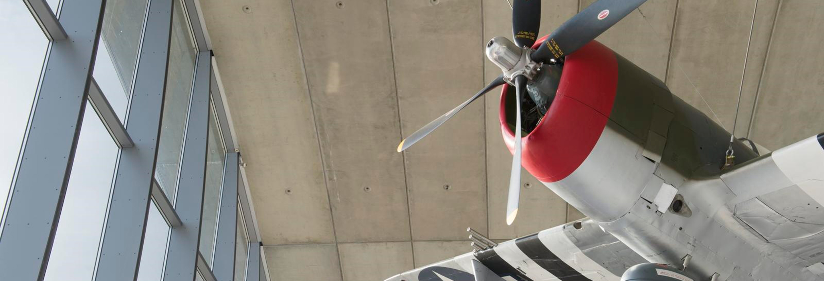 P-47 Thunderbolt suspended in the American Air Museum