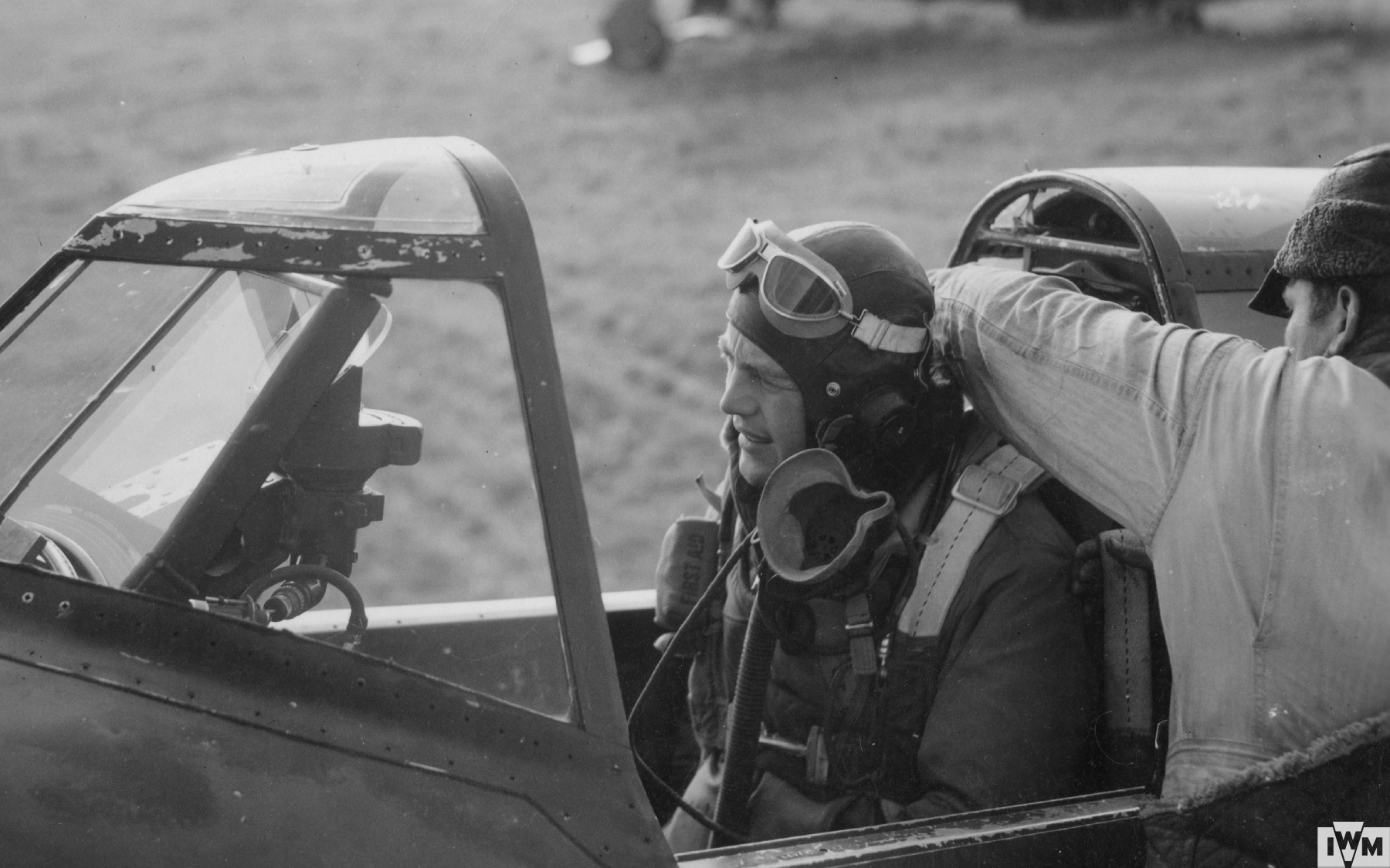 Colonel Hubert Zemke, Commanding Officer of 56th Fighter Group, in the cockpit of his P-47 Thunderbolt at Manston, May 1944