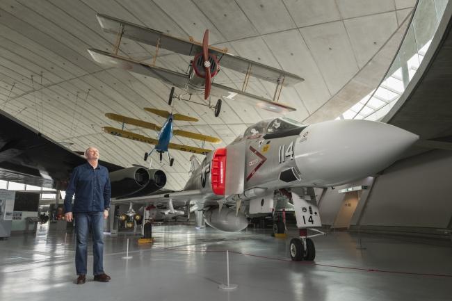 Visitor looking at aircraft in AAM
