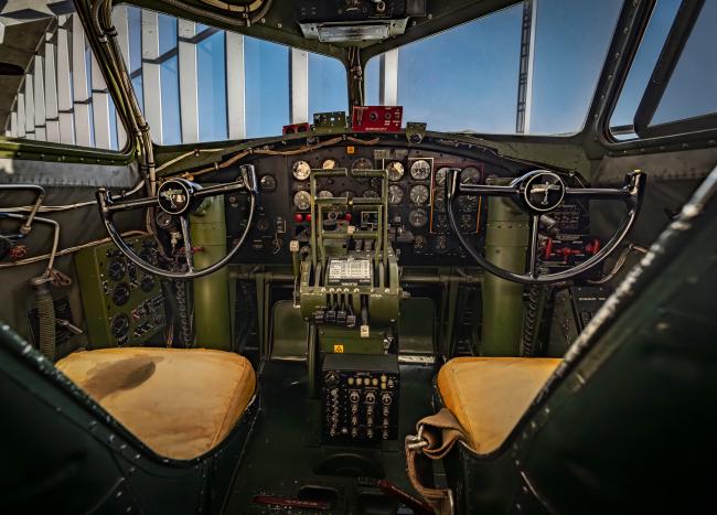 Cockpit photo of IWM's B-17 Flying Fortress